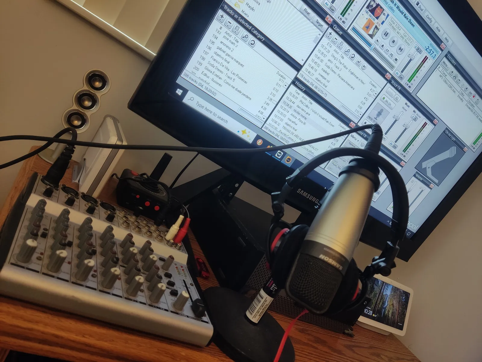The first console Luis built Seed Of Light Radio with, in his living room